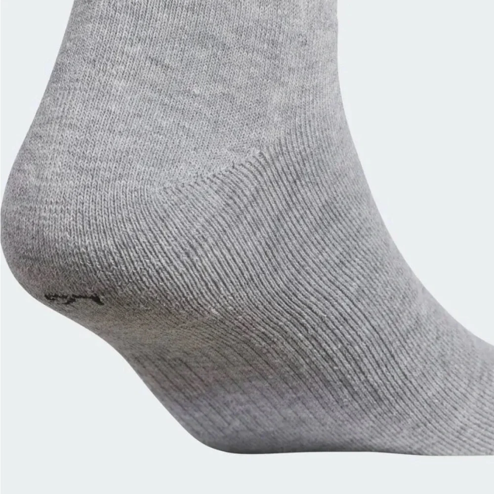 adidas L Black Gray Moisture-Wicking Unisex Quarter Crew Socks 6 Pair